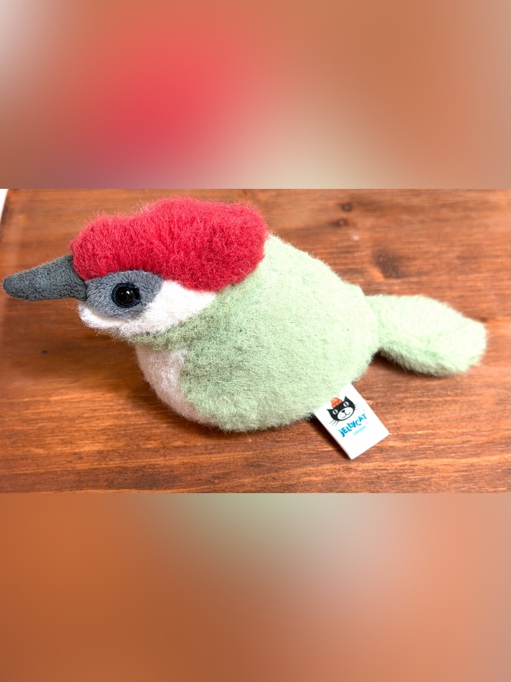 Jellycat London BIRDLING WOODPECKER BeanBag Plush Toy Green Red Retired